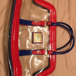 Blugirl Blumarine PVC clear, red and blue satchel